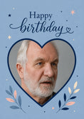 Load image into Gallery viewer, Navy Heart Floral Photo Upload 55th Birthday Card for Him
