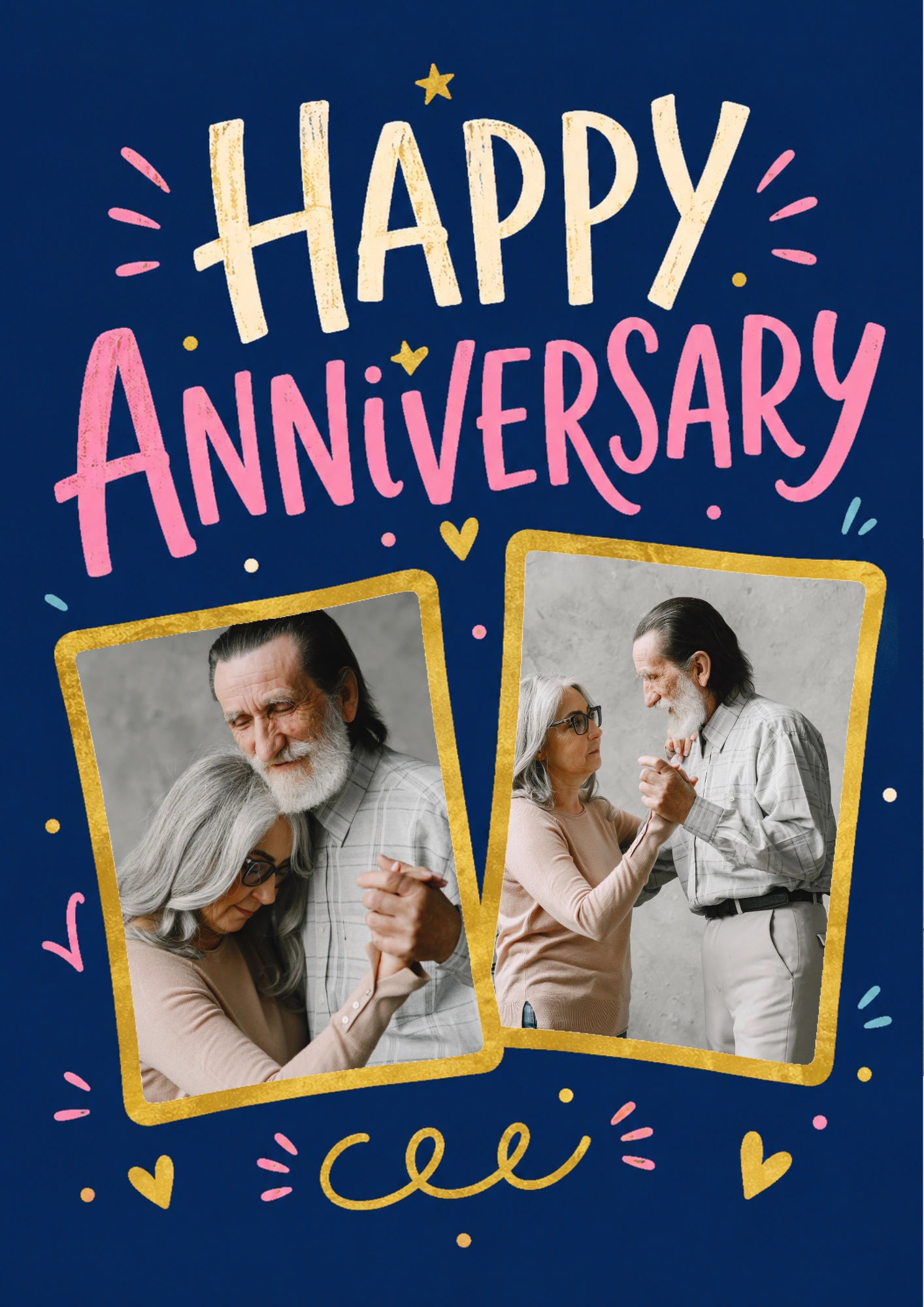 Happy Anniversary Bold Typography Photo Upload Anniversary Card for Cousin