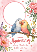 Load image into Gallery viewer, Lovebirds Floral Photo Upload Anniversary Card
