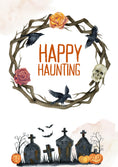 Load image into Gallery viewer, Spooky Wreath Ravens and Roses Halloween Card
