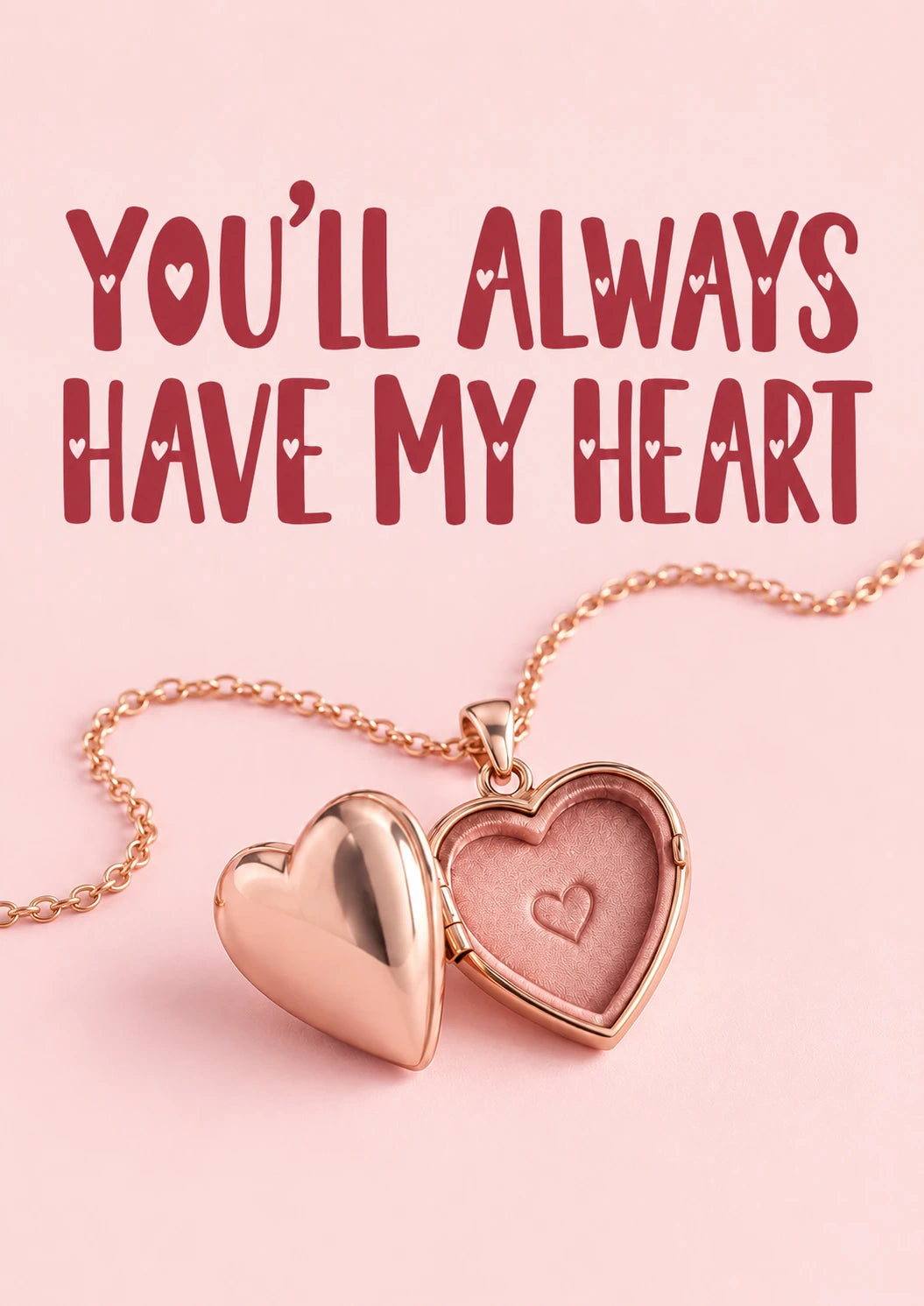 Rose Gold Heart Locket Valentine's Day Card for Wife