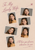 Load image into Gallery viewer, Dashed Plane Travel 6 Photo Upload Anniversary Card for Wife
