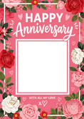 Load image into Gallery viewer, Pink Floral Happy Anniversary Photo Upload Anniversary Card
