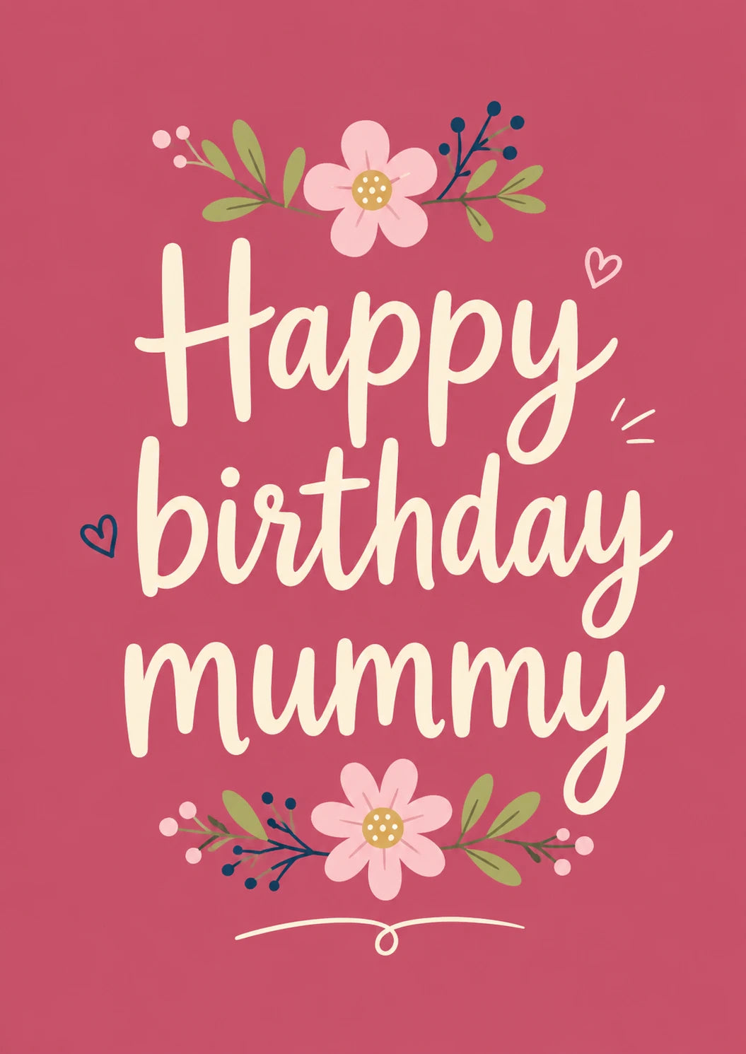 Pink Floral Happy Birthday Mummy Card for Her