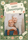 Load image into Gallery viewer, Sage Green Floral Scrapbook Photo Upload Anniversary Card
