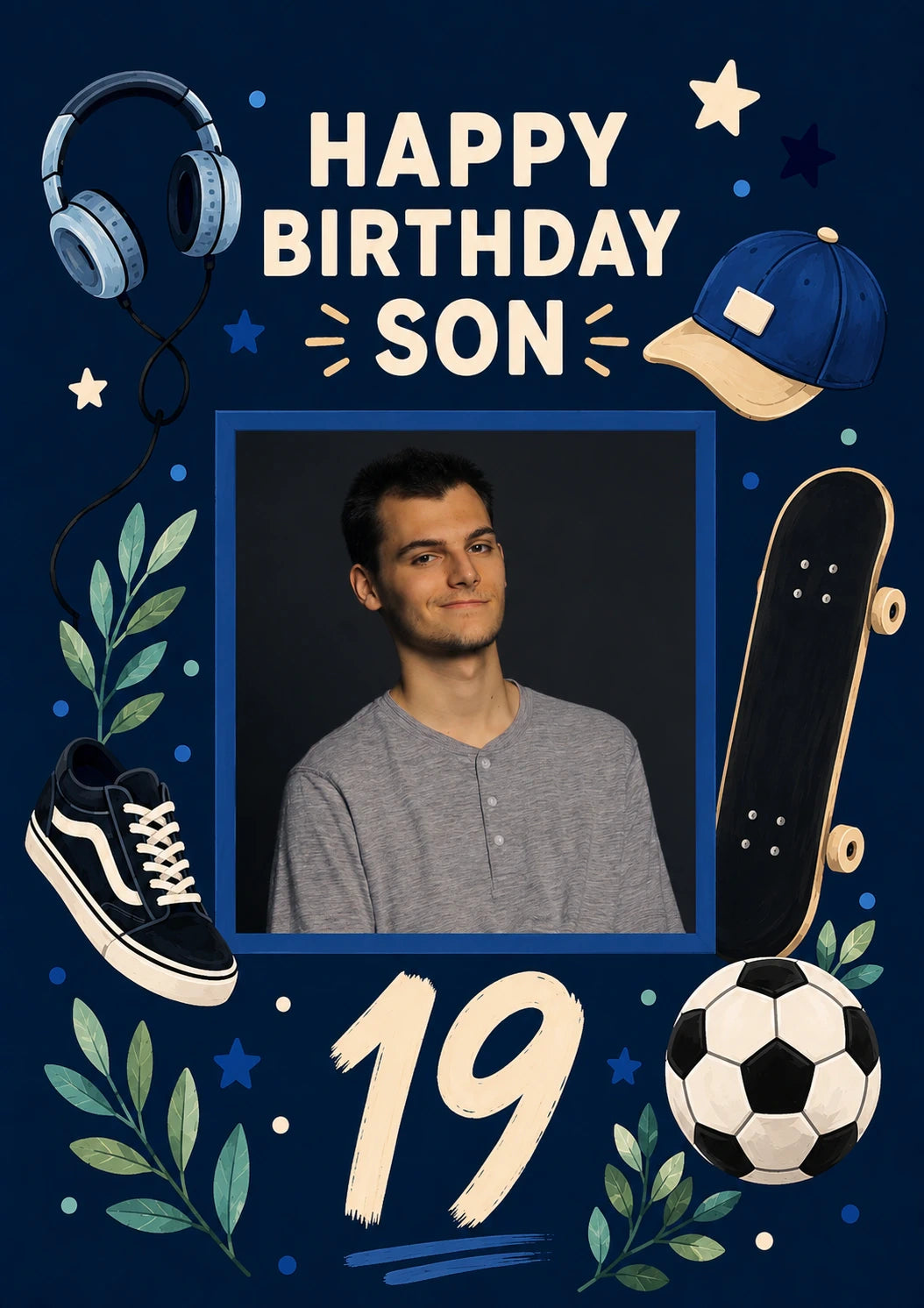 Happy Birthday Son 19th Photo Upload Birthday Card for Him