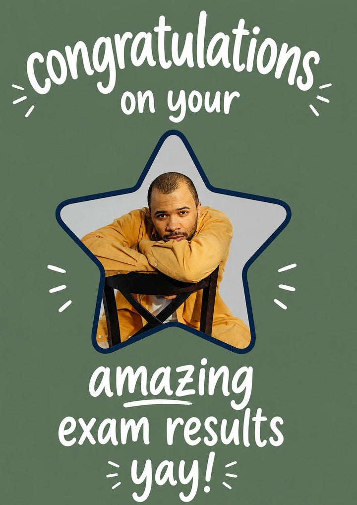 Green Star Congratulations Photo Upload Exam Results Card