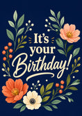Load image into Gallery viewer, Navy Floral Botanical 75th Birthday Card for Her
