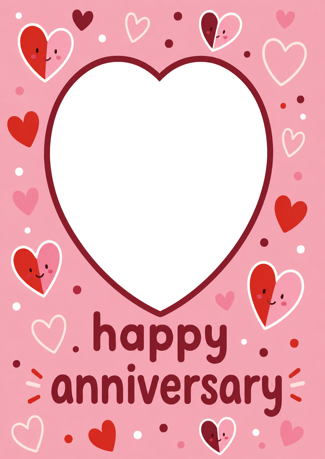 Cute Smiley Hearts Photo Upload Anniversary Card