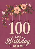 Load image into Gallery viewer, Floral Hanging Number 100th Birthday Card for Her
