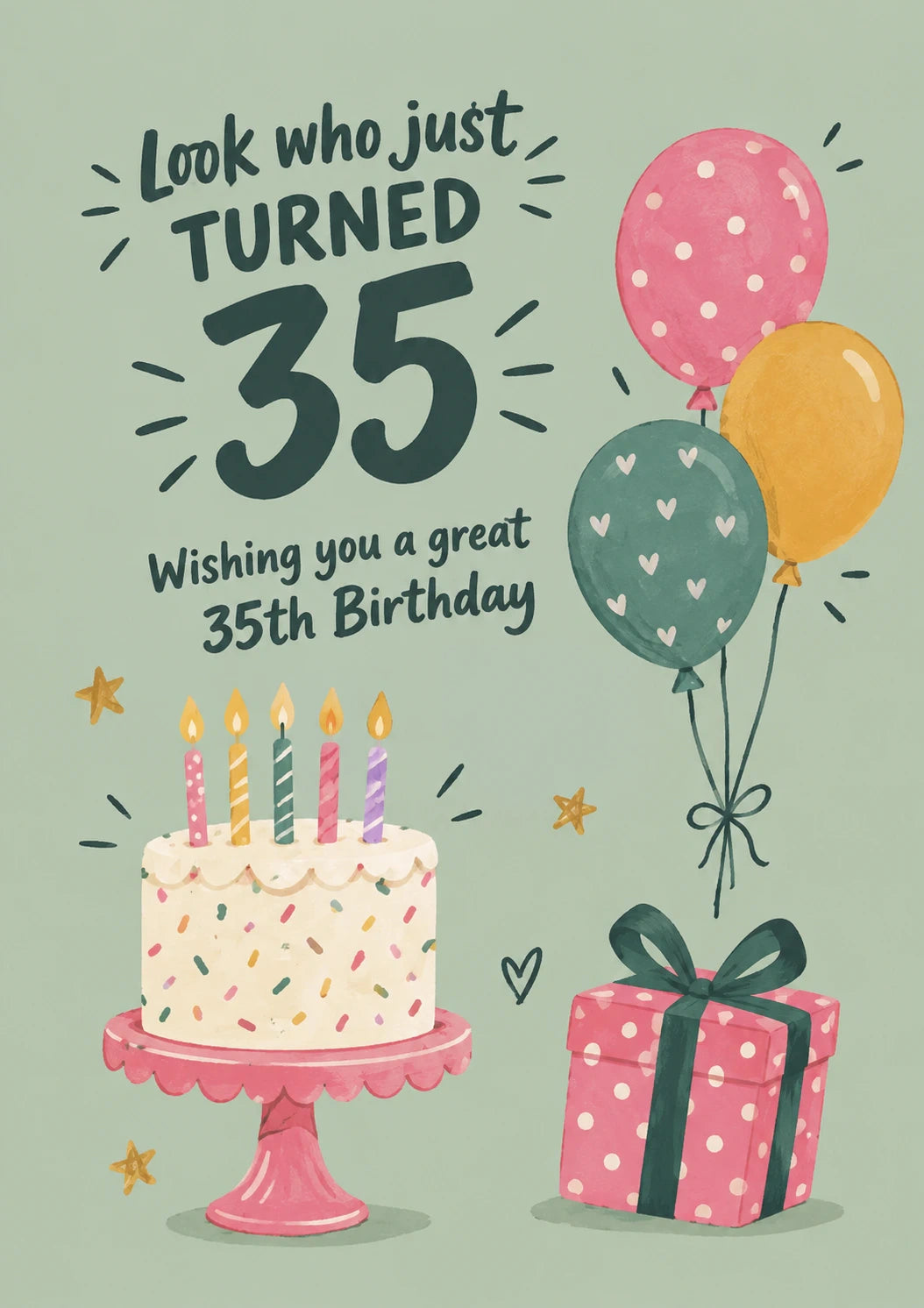 Look Who Just Turned 35 Illustrated 35th Birthday Card for Her
