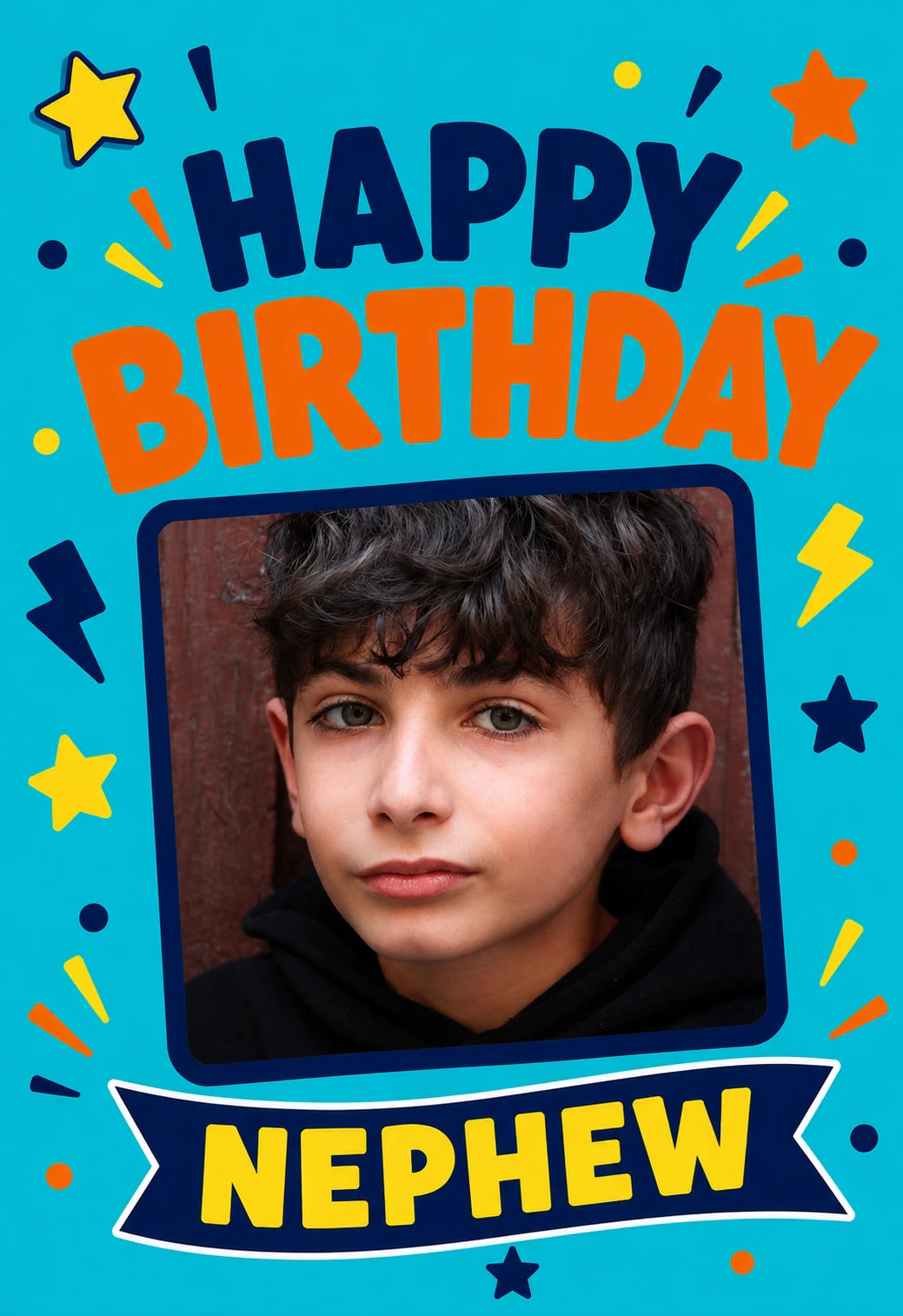 Bright Bold Happy Birthday Nephew Photo Upload Birthday Card for Him