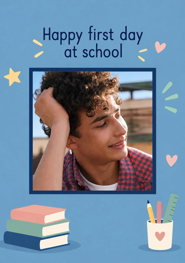 Happy First Day at School Photo Upload Back to School Card for Him