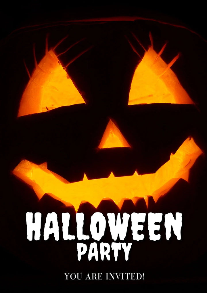 Glowing Jack-O'-Lantern Halloween Party Card