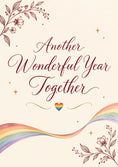 Load image into Gallery viewer, Rainbow Heart Floral Script LGBTQ+ Anniversary Card
