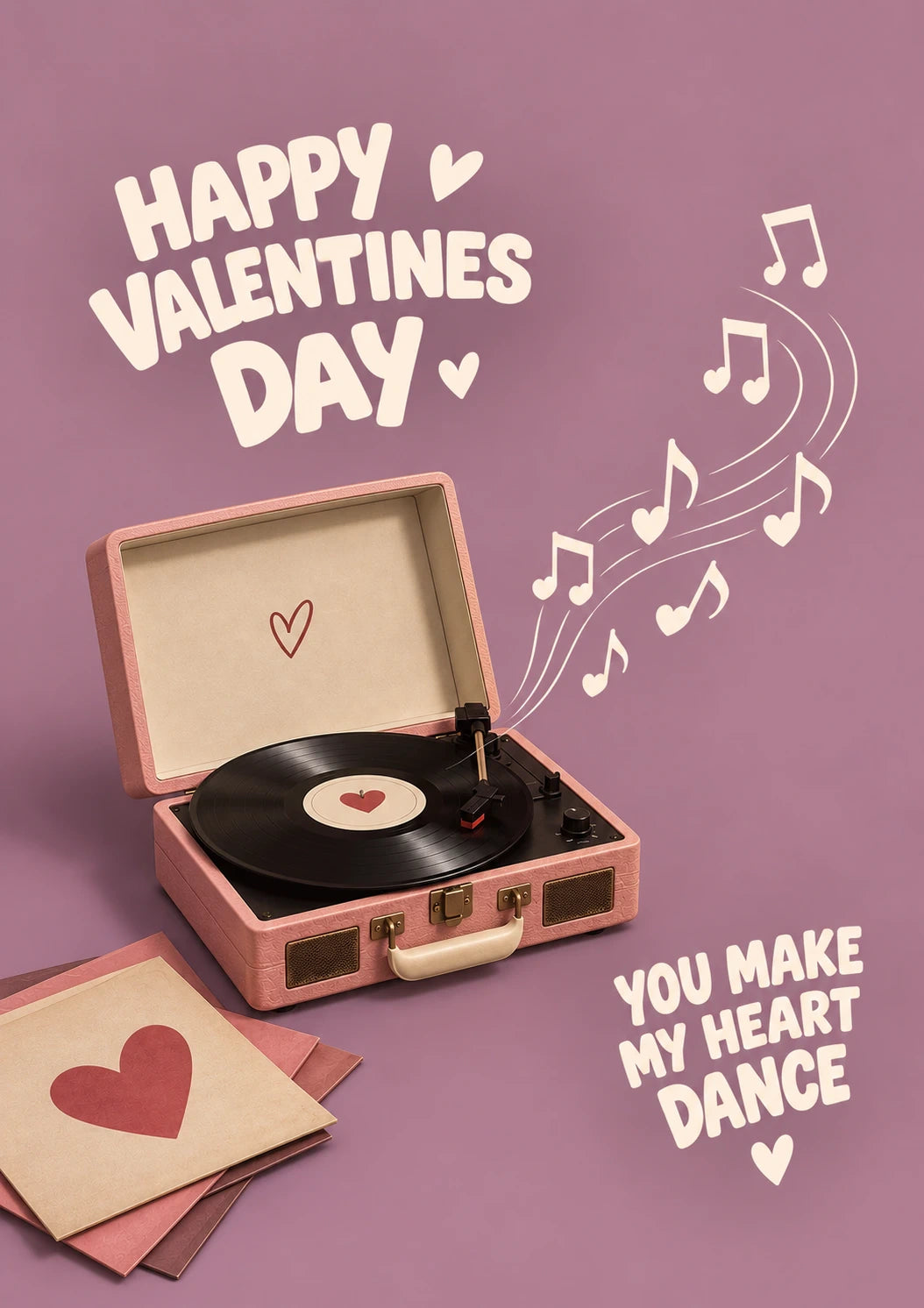 Retro Vinyl Record You Make My Heart Dance Valentine's Day Card for Girlfriend