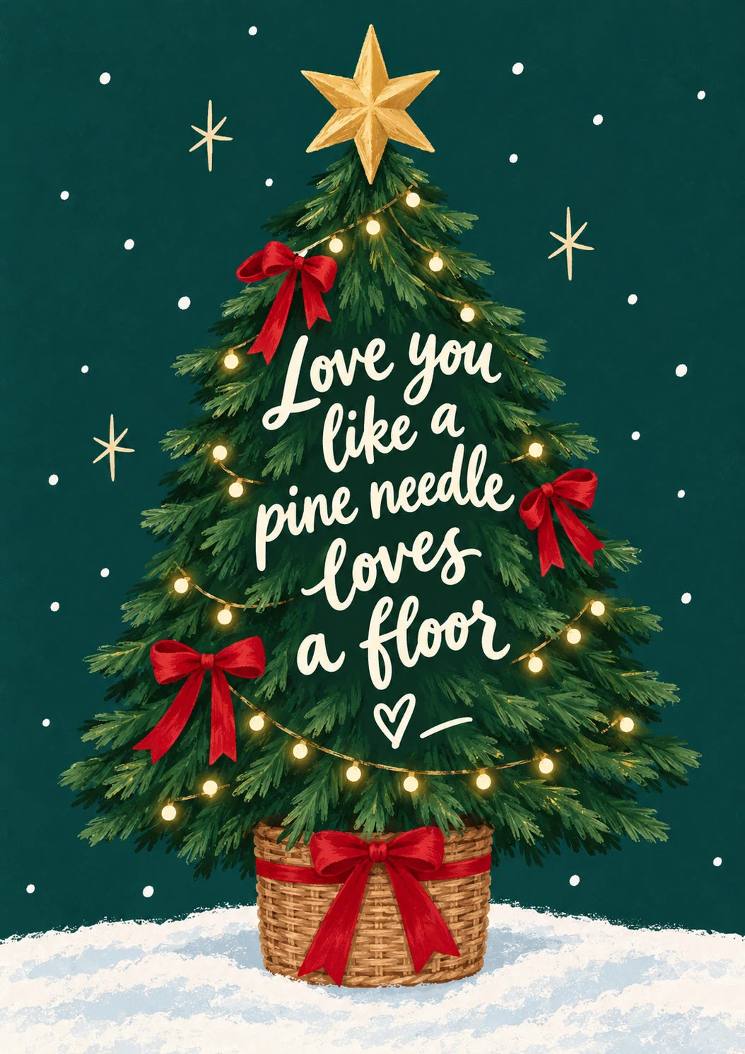 Funny Pine Needle Loves a Floor Christmas Card