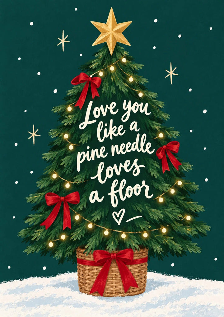 Funny Pine Needle Loves a Floor Christmas Card