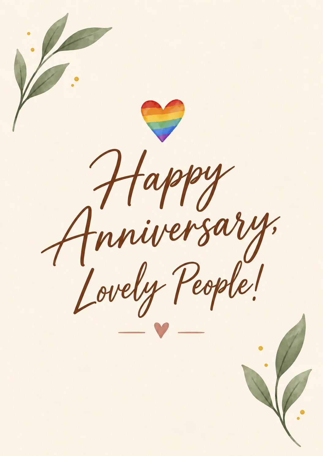 Rainbow Heart Botanical Anniversary Card for Colleagues