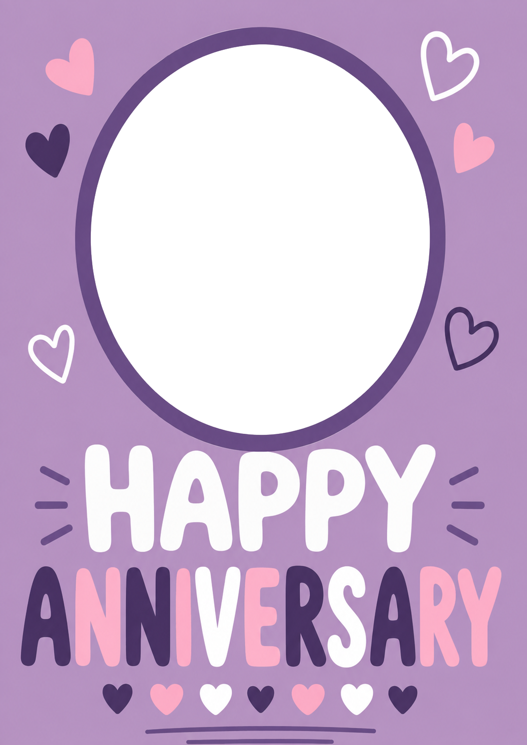 Colourful Hearts and Typography Photo Upload Anniversary Card