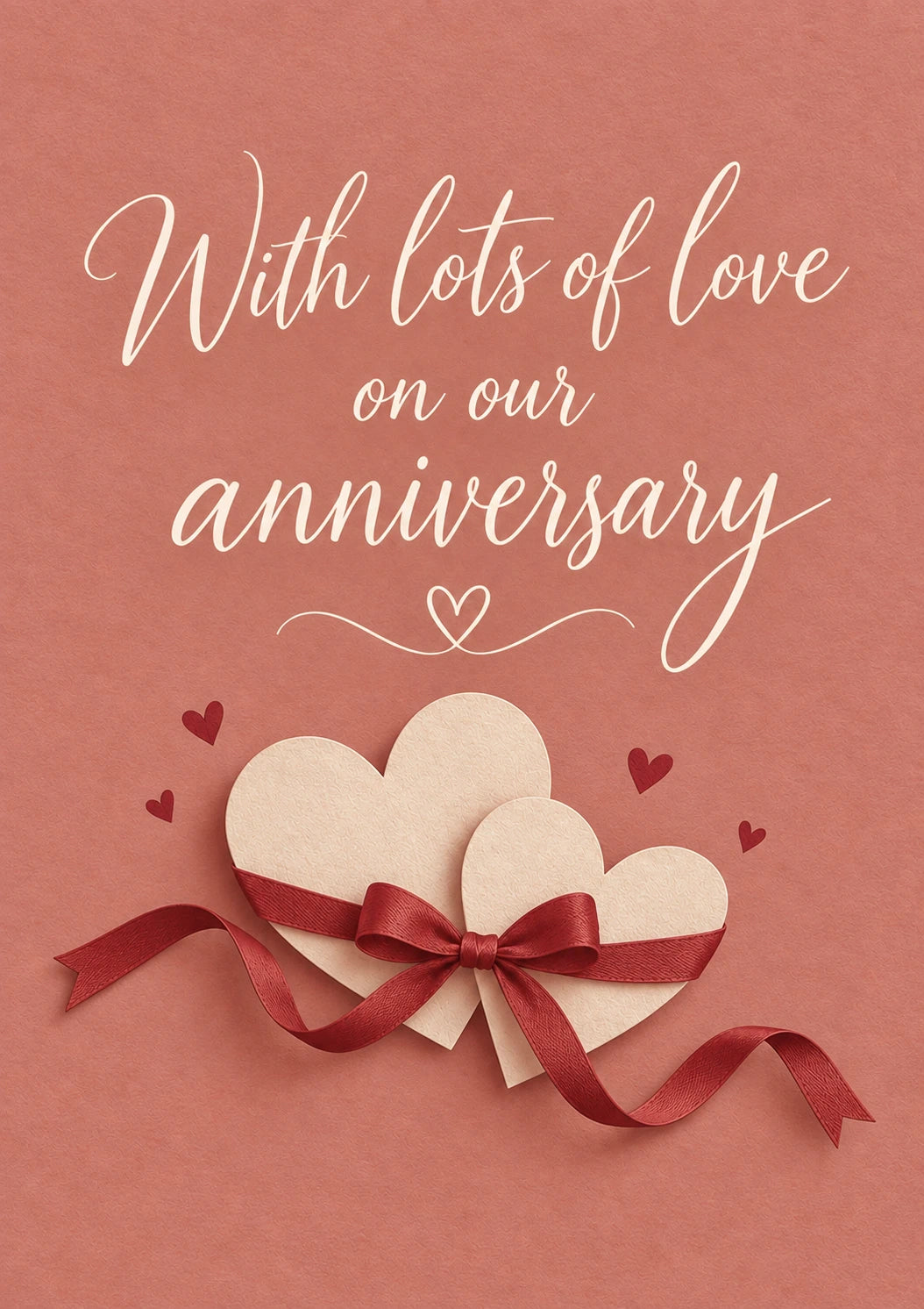 With Lots of Love Cream Hearts 1st Anniversary Card for Wife