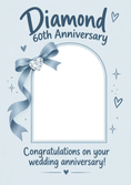 Load image into Gallery viewer, Blue Diamond Bow Photo Upload 60th Anniversary Card
