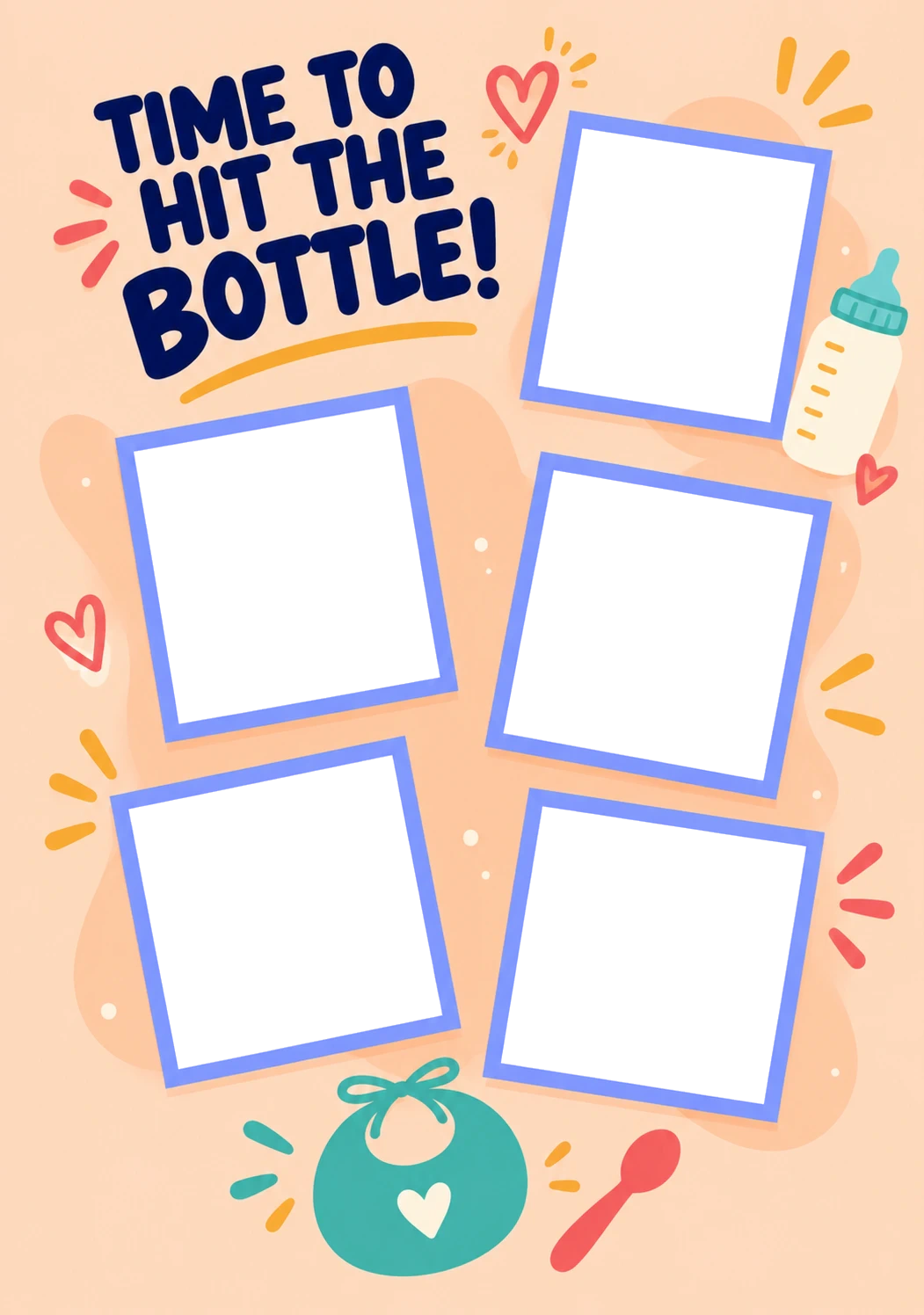 Funny Hit the Bottle 5 Photo Upload New Baby Card for Daughter and Partner