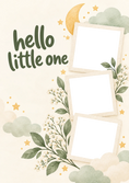 Load image into Gallery viewer, Sage Floral Hello Little One Multiple Photo Upload New Baby Card for Daughter and Partner
