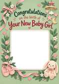 Load image into Gallery viewer, Sage Green Floral Bunny Photo Upload New Baby Card for Niece

