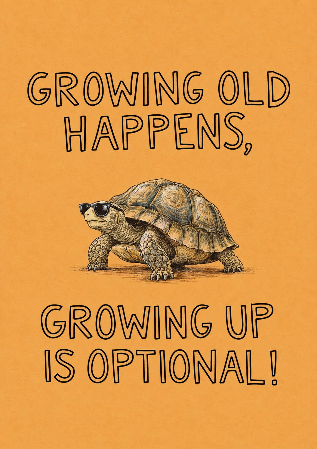Funny Cool Tortoise Growing Up Is Optional 90th Birthday Card for Him