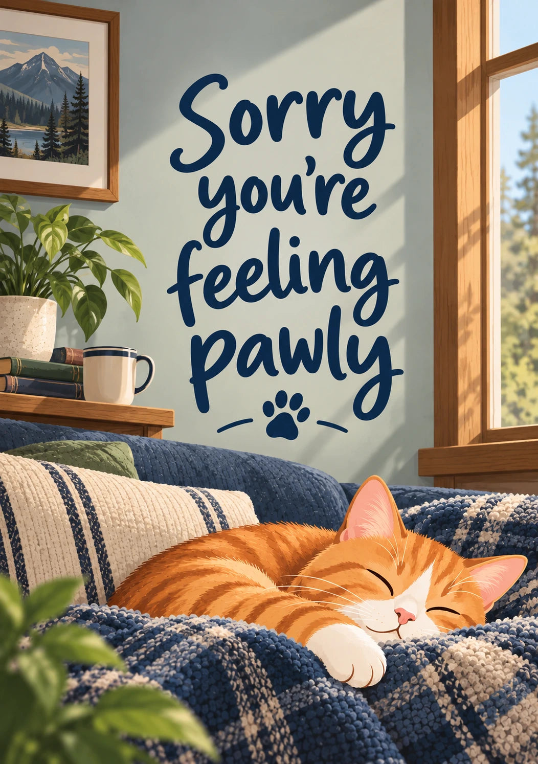 Funny Sorry You're Feeling Pawly get well soon! Card for Dad