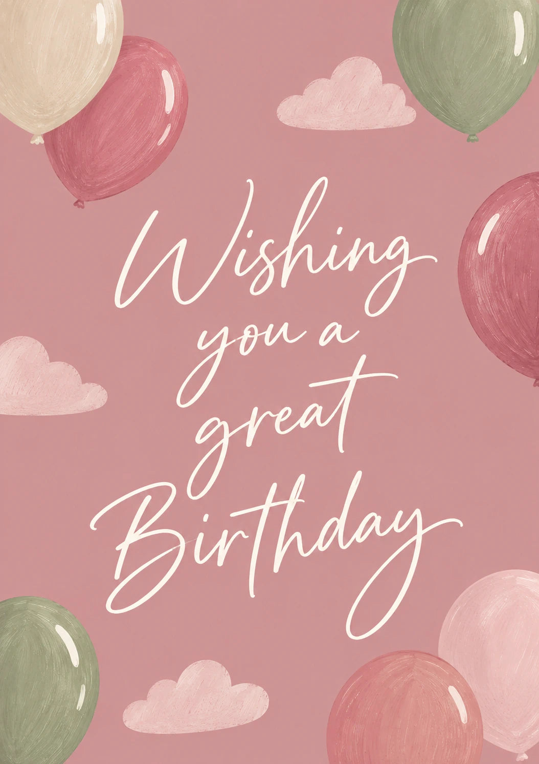Dusky Pink Balloon Illustration 19th Birthday Card for Her