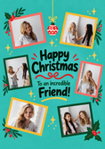 Load image into Gallery viewer, 6 Photo Teal Festive Frames Photo Upload Christmas Card for Friend
