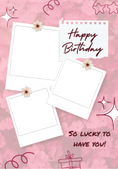 Load image into Gallery viewer, Pink Bokeh Floral Three Photo Upload Birthday Card for Her
