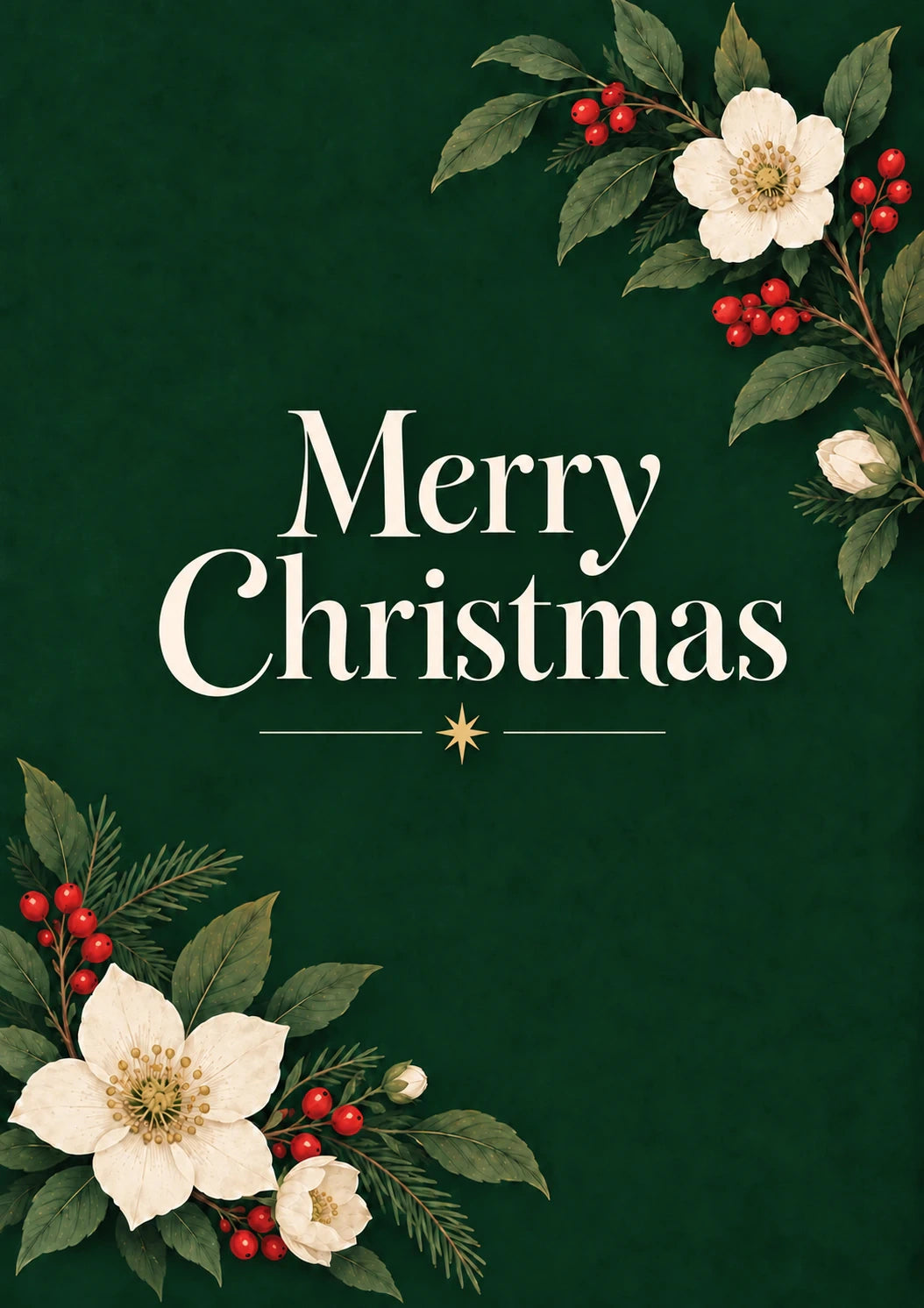 Festive Botanical Floral Christmas Card for Granddaughter