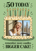 Load image into Gallery viewer, Funny More Candles Bigger Cake Photo Upload 50th Birthday Card for Her
