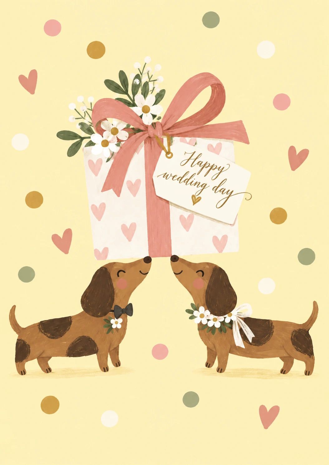 Cute Dachshund Couple Gift Box Wedding Day Card