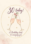 Load image into Gallery viewer, Rose Gold Champagne Toast 30th Birthday Card for Her
