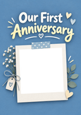 Load image into Gallery viewer, Floral Polaroid Couple 1st Anniversary Photo Upload Card
