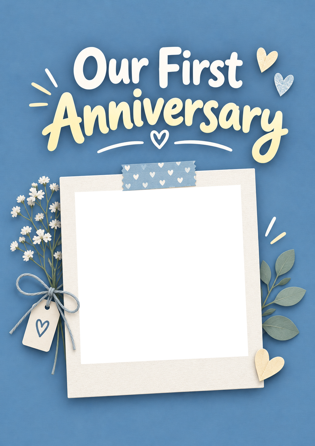 Floral Polaroid Couple 1st Anniversary Photo Upload Card
