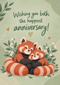 Load image into Gallery viewer, Cute Red Pandas Hugging Anniversary Card for Her
