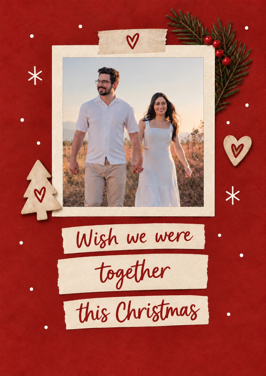 Wish We Were Together Photo Upload Christmas Card for Him