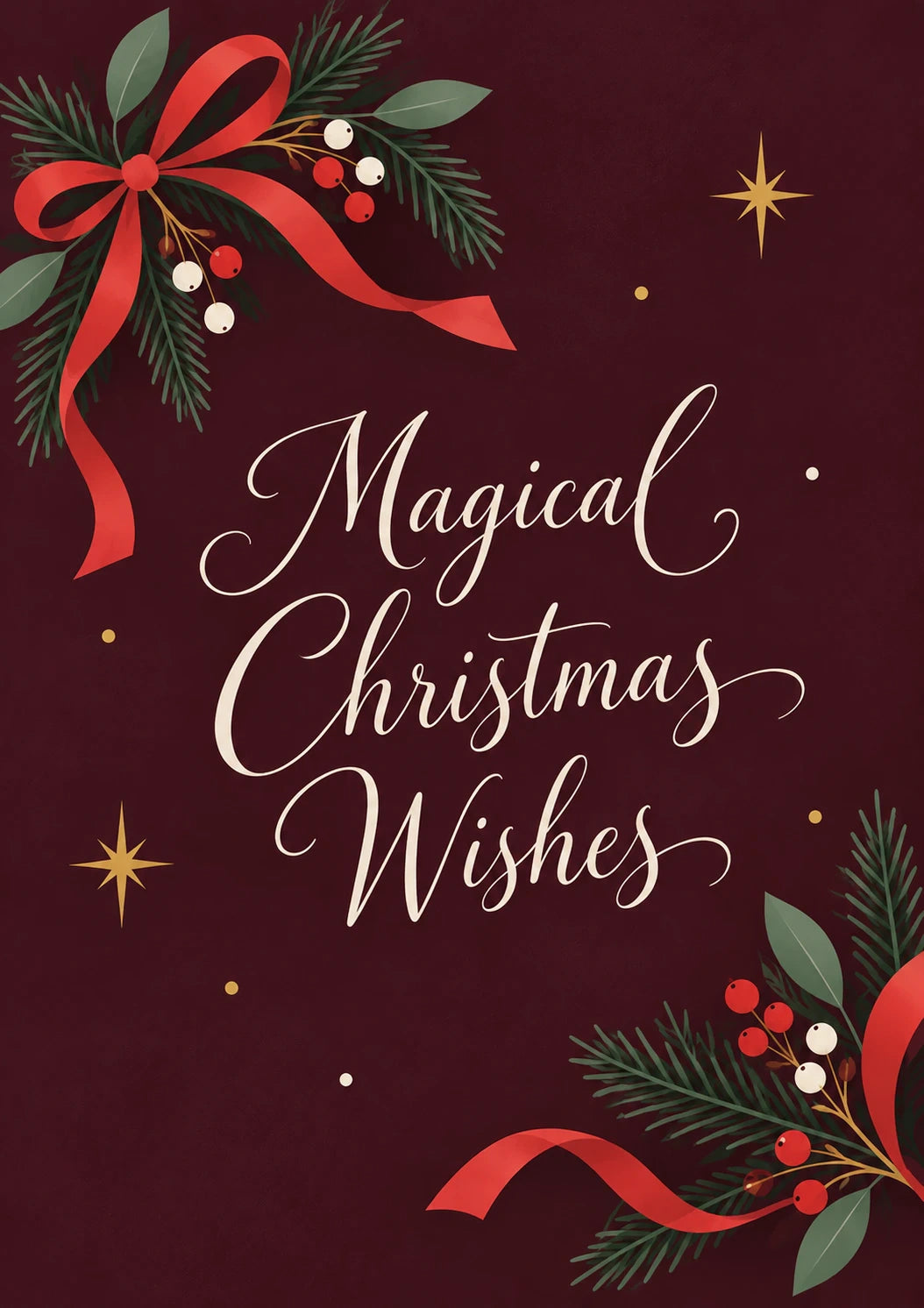 Magical Wishes Red Floral Christmas Card for Friend