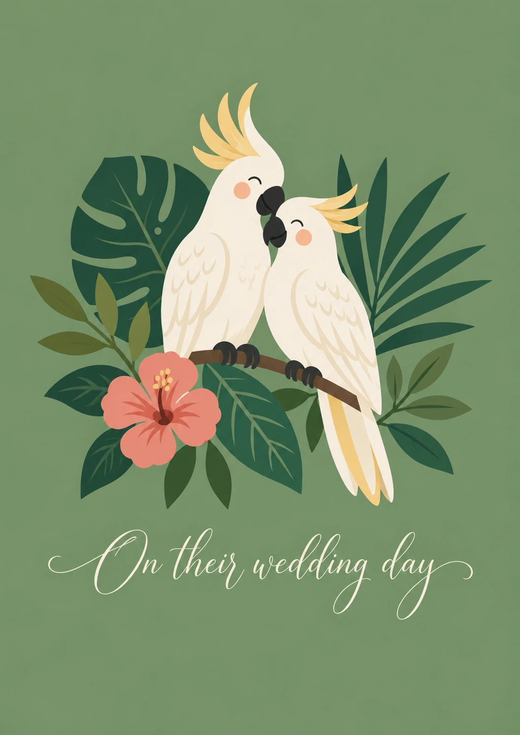 Tropical Cockatoo Pair On Their Wedding Day Card