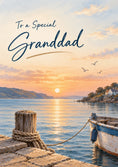 Load image into Gallery viewer, Coastal Sunset Harbour Scene Granddad Birthday Card for Him
