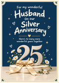 Load image into Gallery viewer, Silver Blue Floral 25th Anniversary Card for Him
