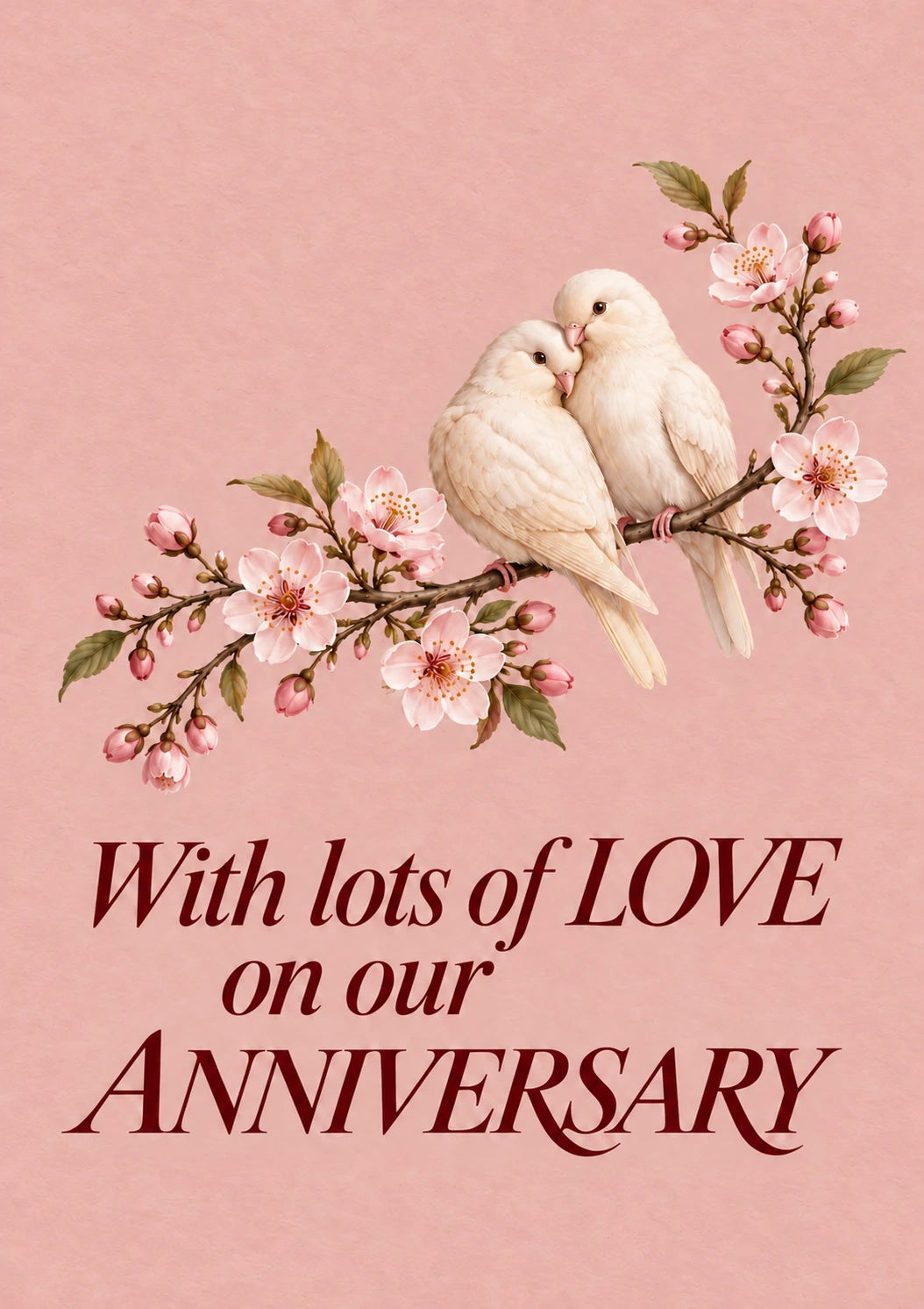 White Doves Cherry Blossom 25th Anniversary Card for Husband