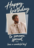 Load image into Gallery viewer, Navy Blue Script Happy Birthday Photo Upload Birthday Card for Him

