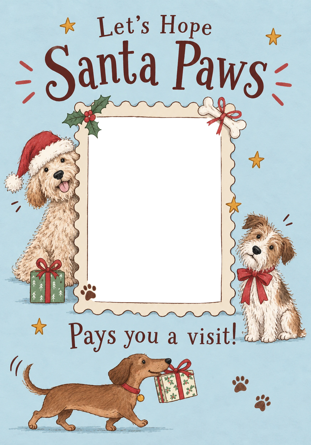 Funny Santa Paws Dogs Photo Upload Birthday Card
