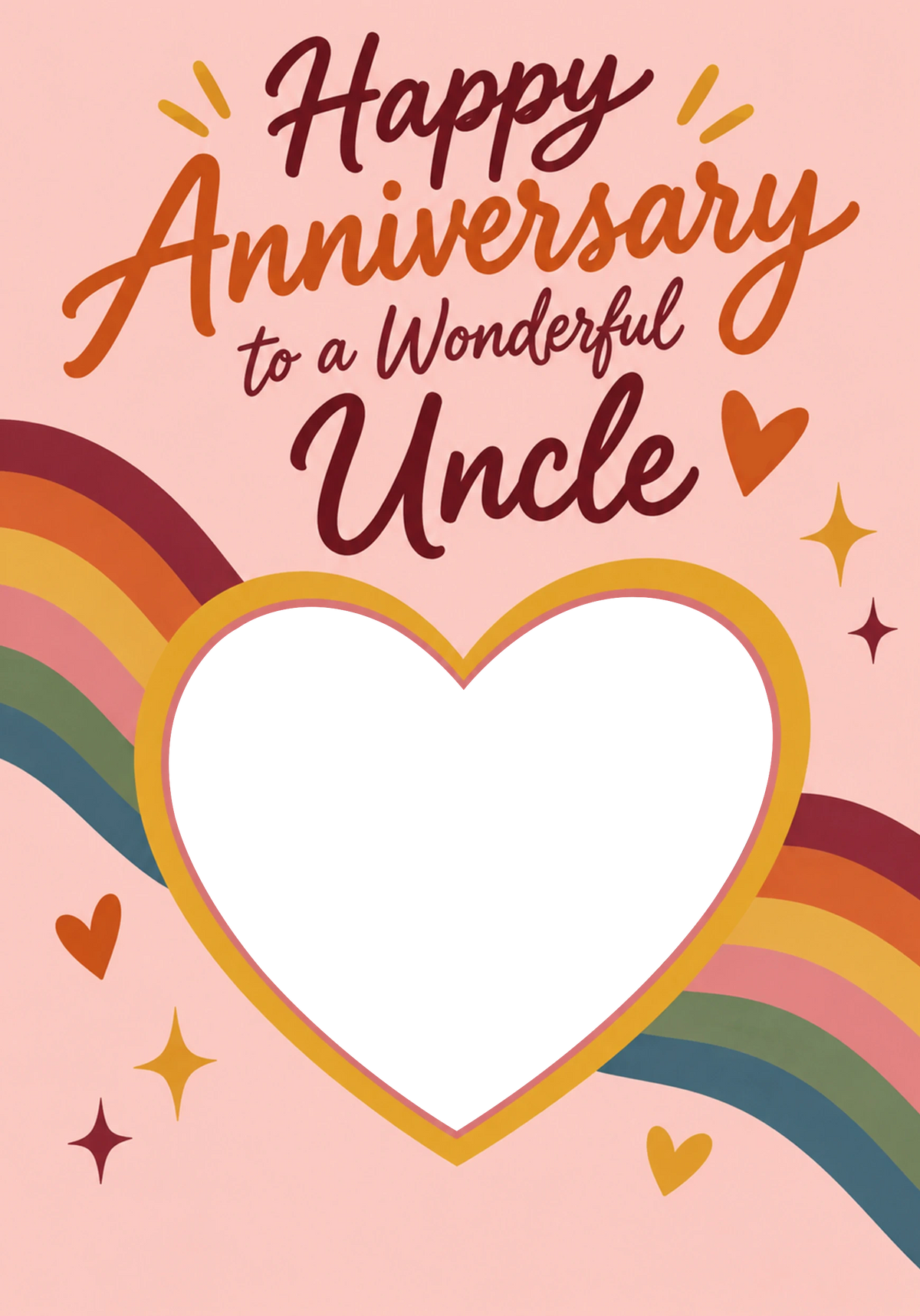 Rainbow Heart Wonderful Uncle Photo Upload Anniversary Card
